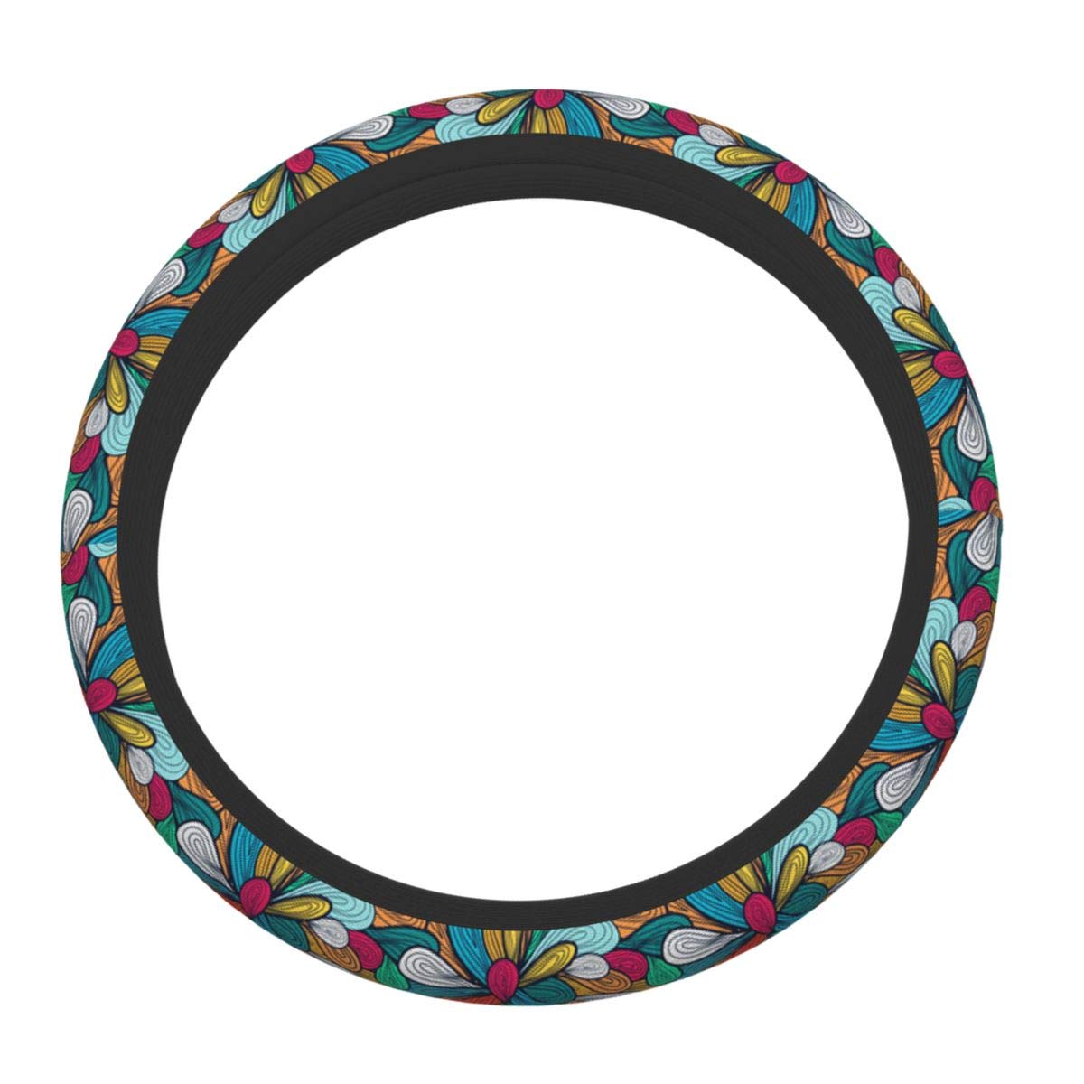 Delerain Non-Slip Steering Wheel Cover - Universal 15 Inch Bright Pattern Elastic Car Accessory for Men & Women - Perfect for Daily Commuting, Road Trips and Car Interior Protection