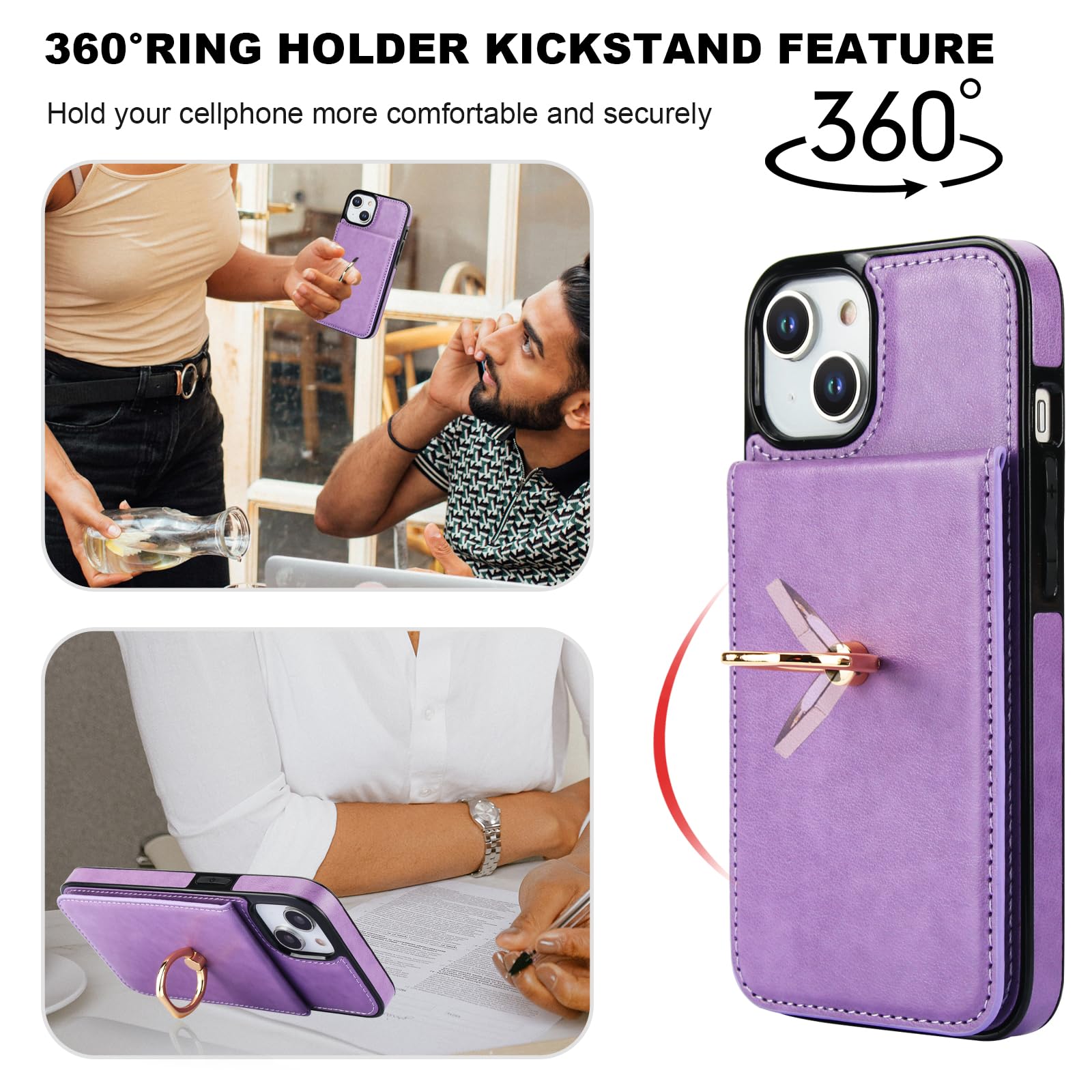 Premium 360° Rotating Magnetic Wallet Case for iPhone 13/14 (6.1
