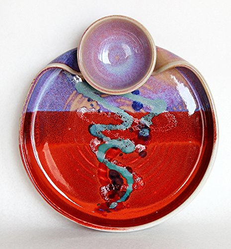 Elegant Mauve & Red Chip and Dip Platter Set - Perfect for Parties, Entertaining & Game Day Snacks