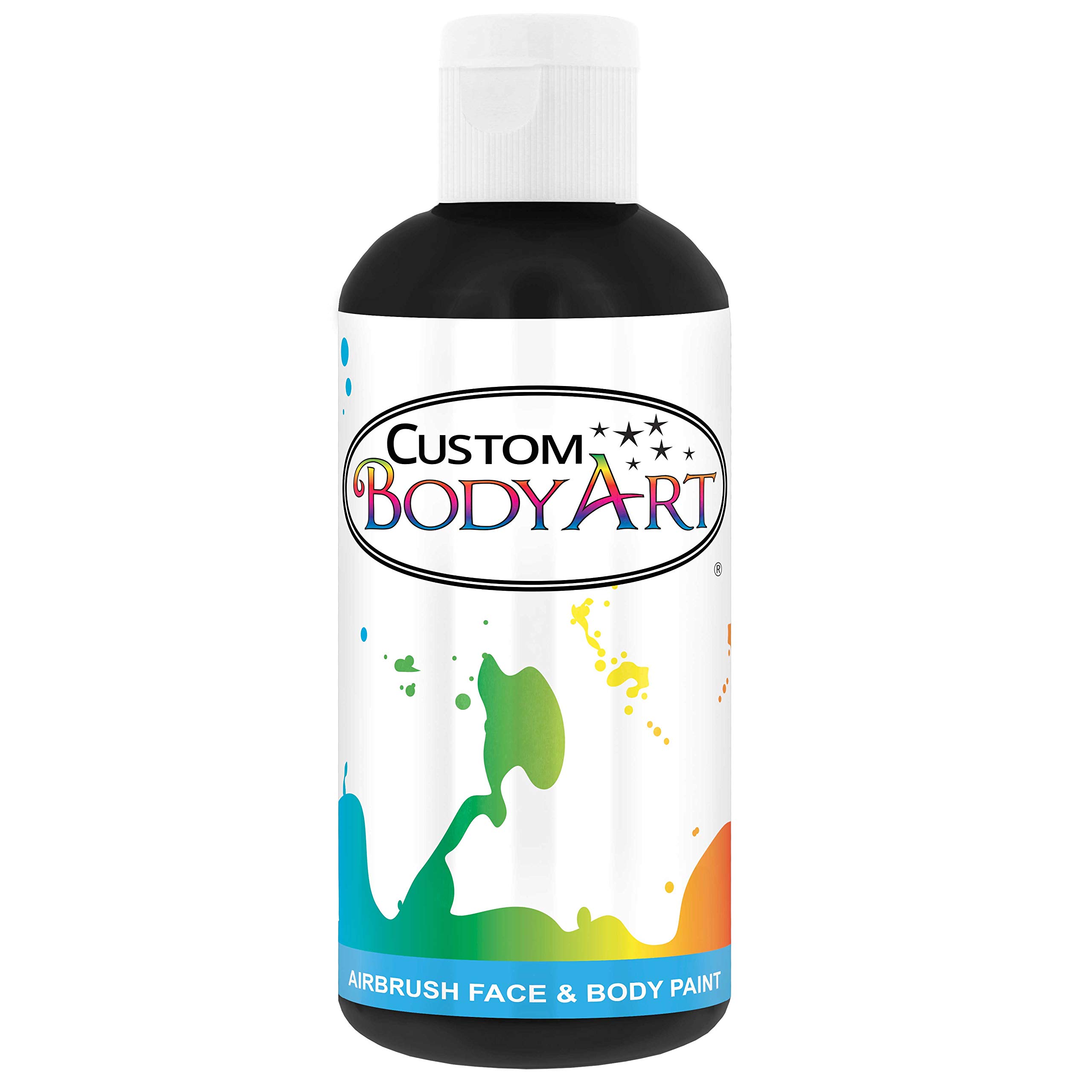 8-Oz Black Water-Based Airbrush Body Paint - Custom Face & Body Art for Halloween, Cosplay & Special Effects Makeup