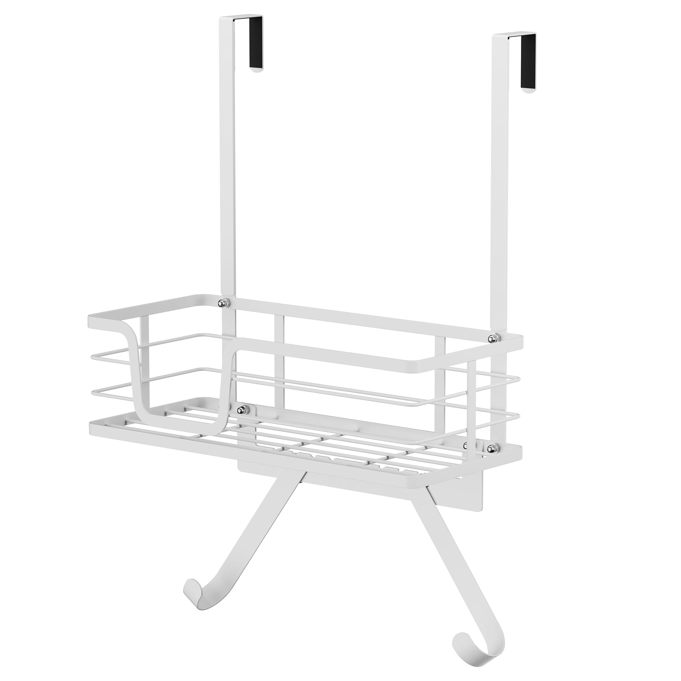Over The Door Ironing Board Holder - White Ironing Board Hanger with Storage Shelf for 1-3/8