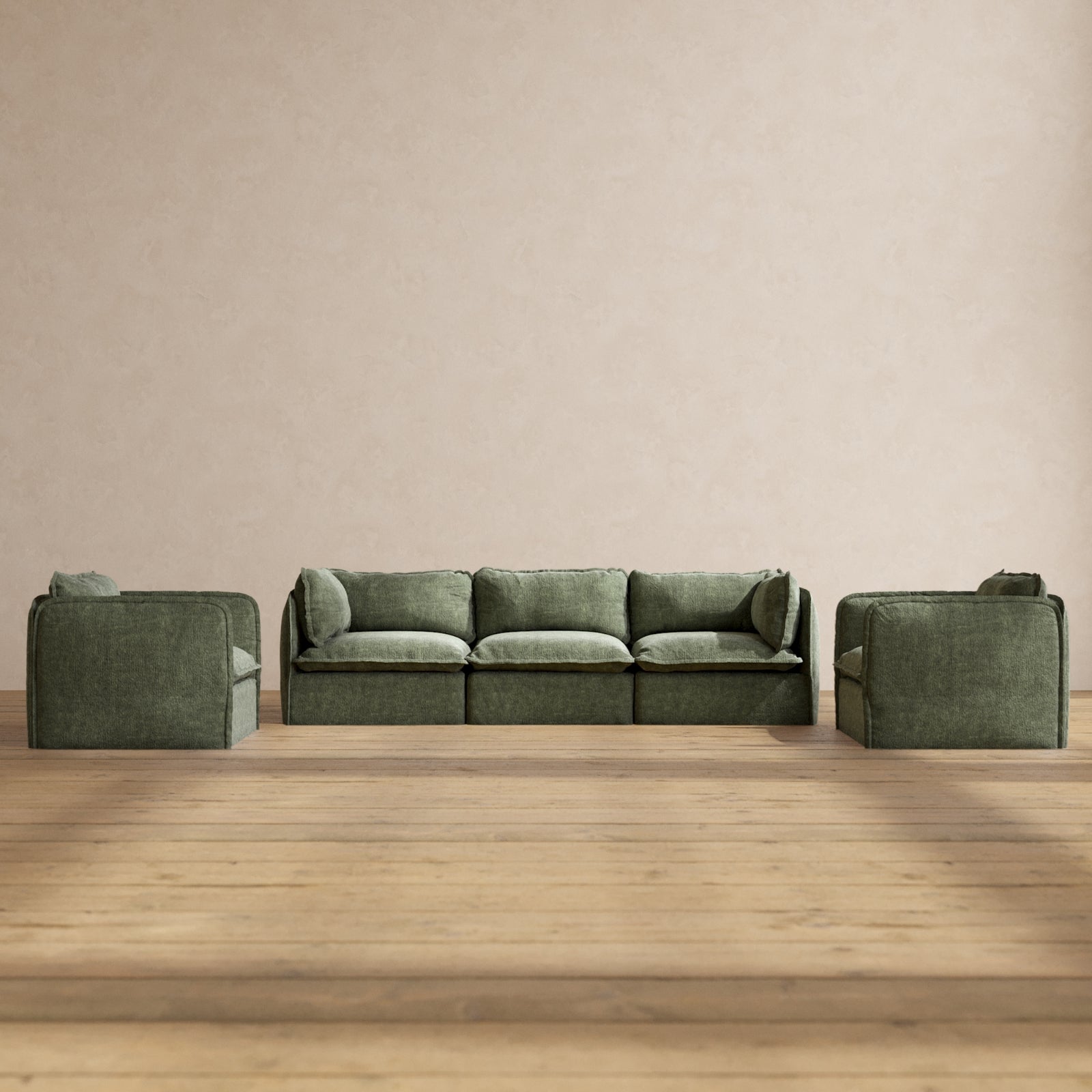Modular Performance 3-Seater Sofa and Armchair Set in Willow Fabric - Modern Living Room Furniture for Relaxation and Entertainment