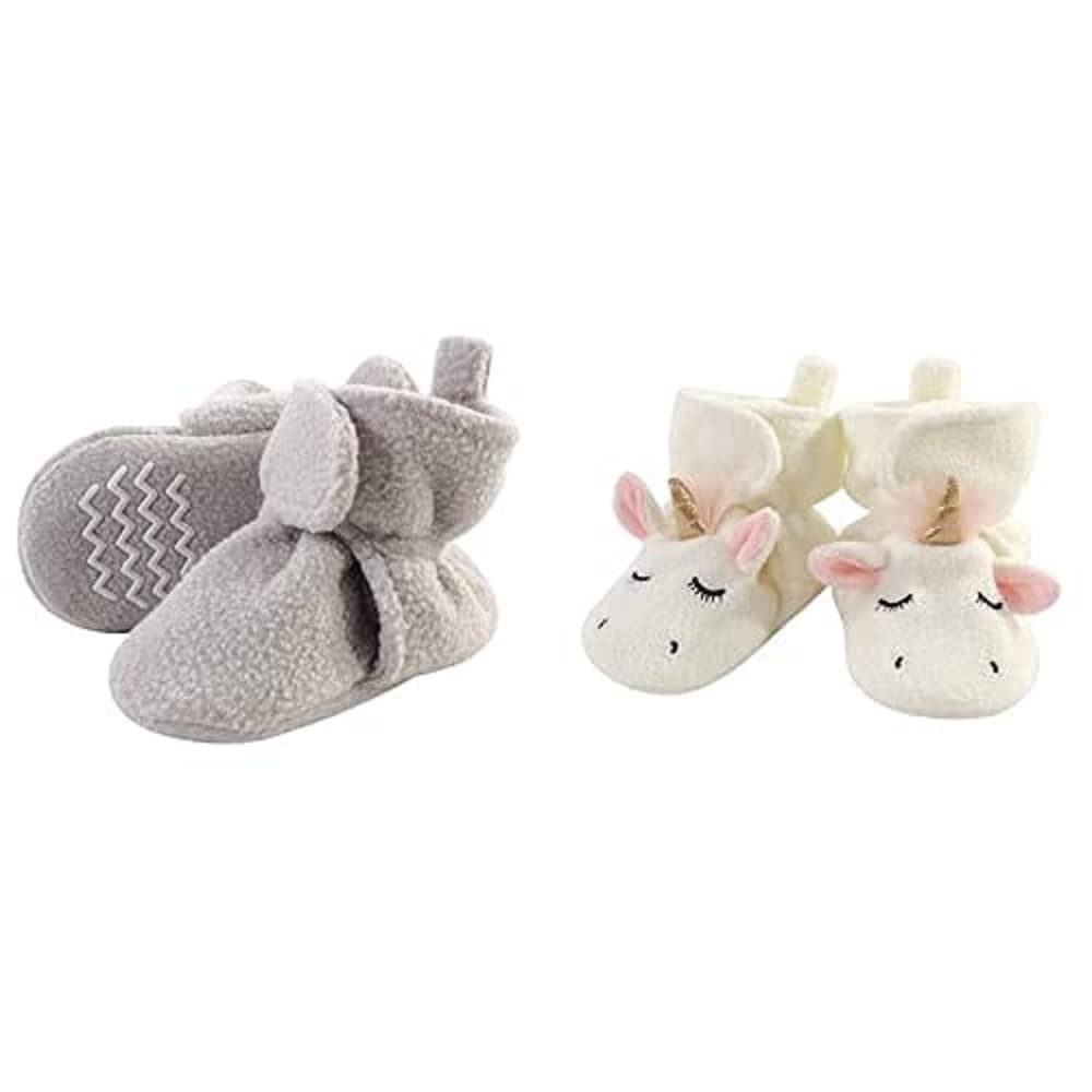 Hudson Baby Fleece Booties 2-Pack, Gray Unicorn 12-18M - Cozy Home & Outfit