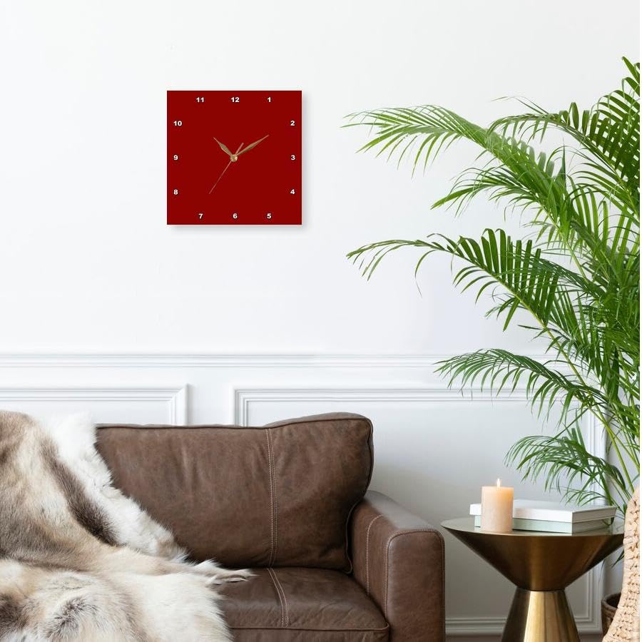 3D Rose Dark Red and Light Red Square Patterns Wall Clock - 13x13 Inch Modern Home Decor for Living Room, Bedroom, Office