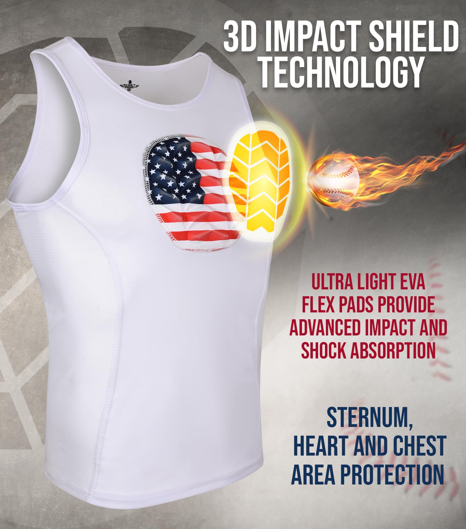 Exxact Sports Youth Baseball & Softball Chest Protector - Padded Compression Shirt with Protective Padding for Safe Training & Games | Perfect for Little League, Practice, and Youth Sports Safety Gear