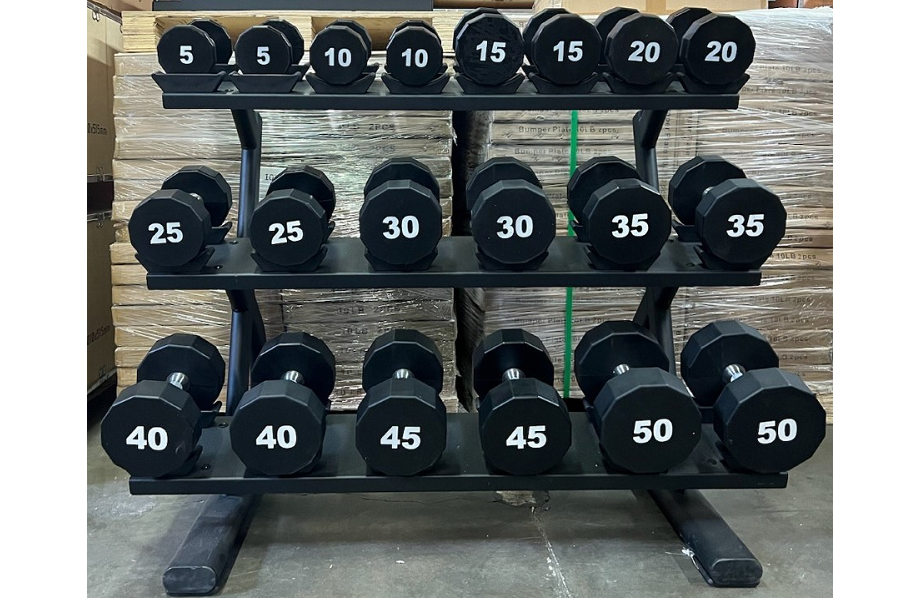 Warrior 12-Sided Urethane Dumbbell Set (5-50lbs) - Premium Weightlifting Equipment for Home Gym & CrossFit Training | Summer Sale