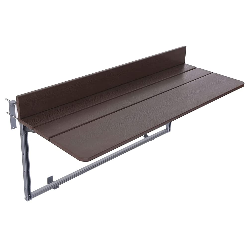 **Adjustable Waterproof Hanging Folding Balcony Table - Wooden Outdoor Bar & Coffee Side Table for Garden, Deck, Patio (80x27cm, Brown) - Perfect for Small Spaces & Relaxing Outdoors**