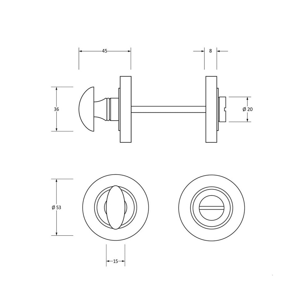 Polished Stainless Steel Plain Round Bathroom Thumbturn Lock - Durable & Corrosion-Resistant for Bathroom, Bedroom & Interior Doors - Perfect for Home Security and Privacy