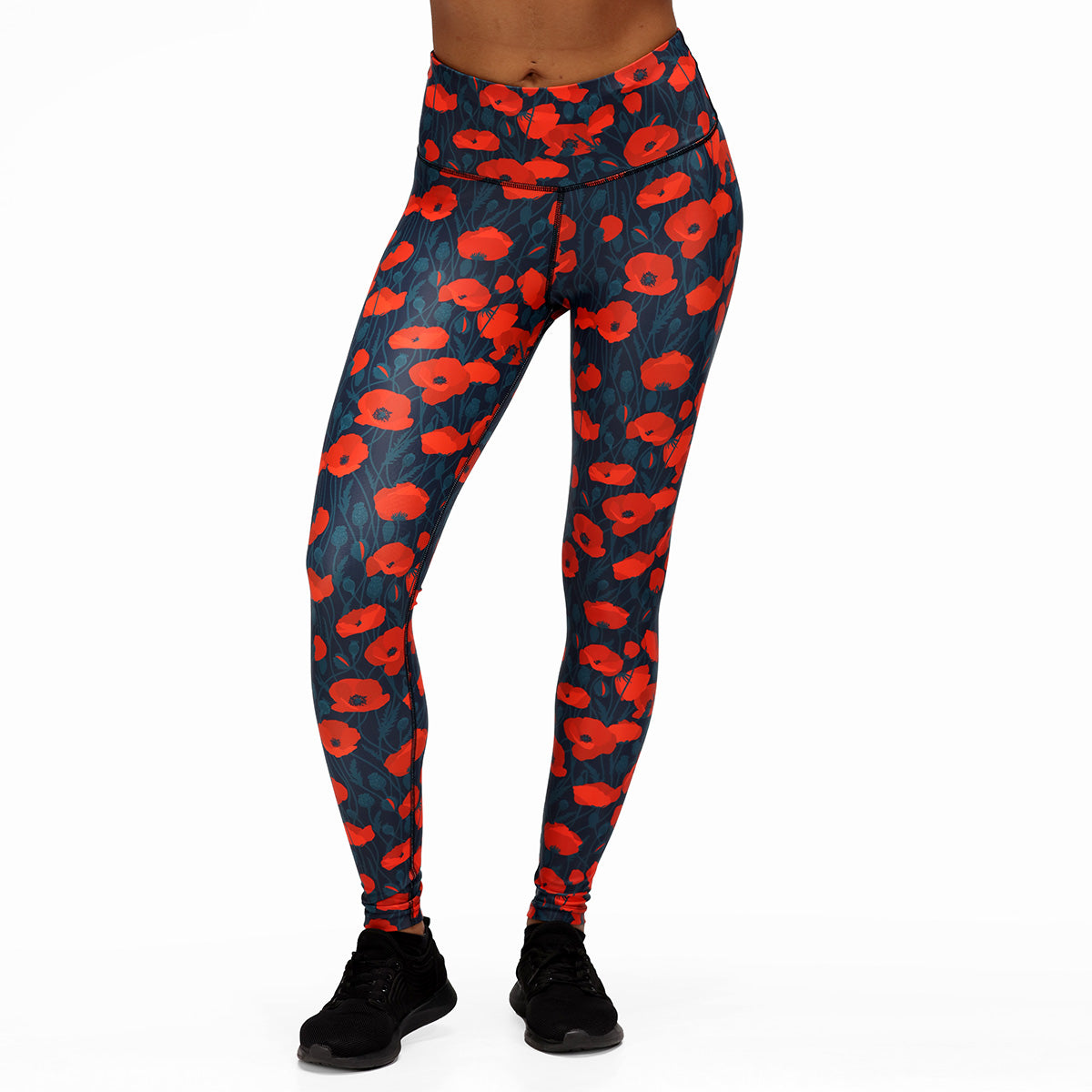 Poppy Field Leggings for Women - High Waisted Yoga Pants with Pockets - Comfortable Workout Leggings for Running, Gym & Lounge Wear