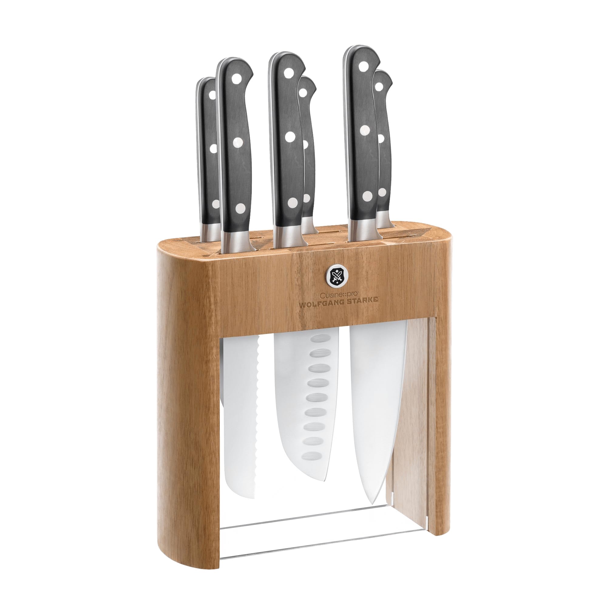 Wolfgang Starke Professional 7-Piece Knife Block Set - High-Quality German Kitchen Knives for Chefs & Home Cooking - Perfect for Slicing, Dicing & Food Prep