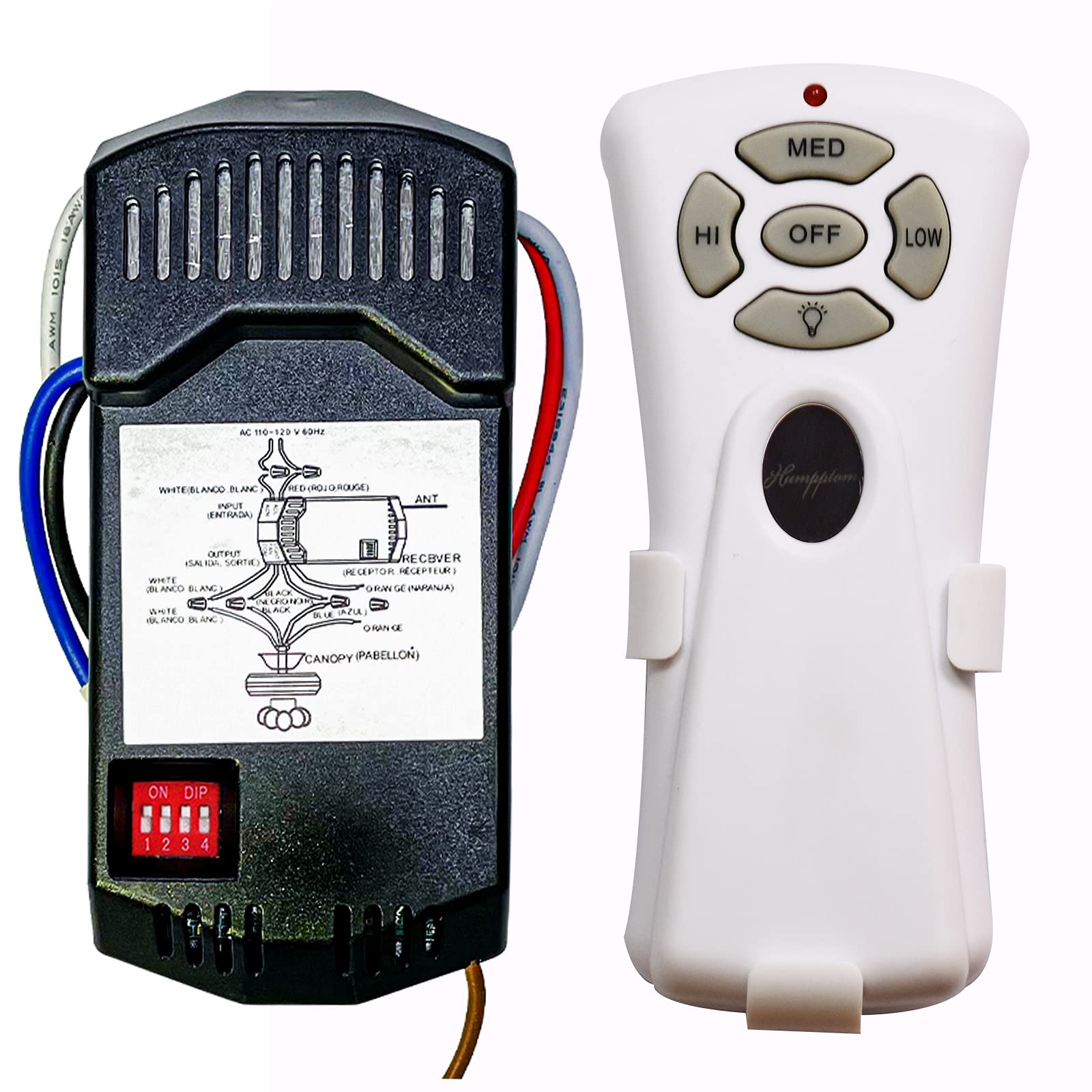 Universal Ceiling Fan Remote Control Kit - Compatible with Harbor Breeze, Hampton Bay & More (Model 7080) - Wireless Remote for Bedroom, Living Room & Office