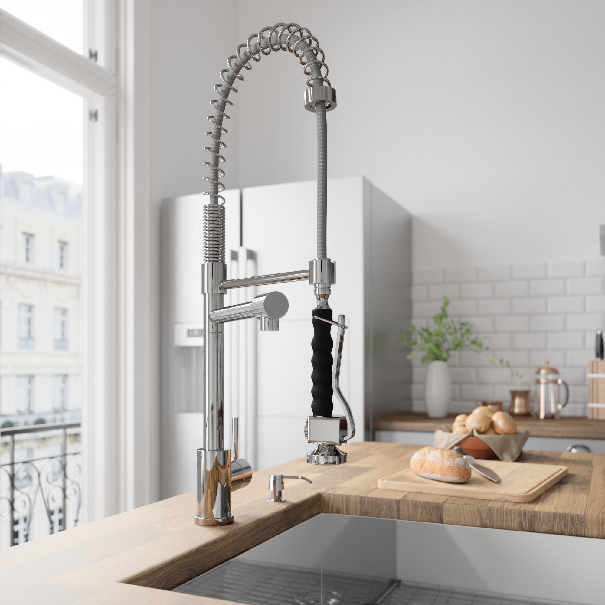 Vigo VG02007CHK2 Stainless Steel Kitchen Faucet with Pull-Down Sprayer - Modern High Arc Design for Sink, Perfect for Cooking, Washing Dishes & Food Prep