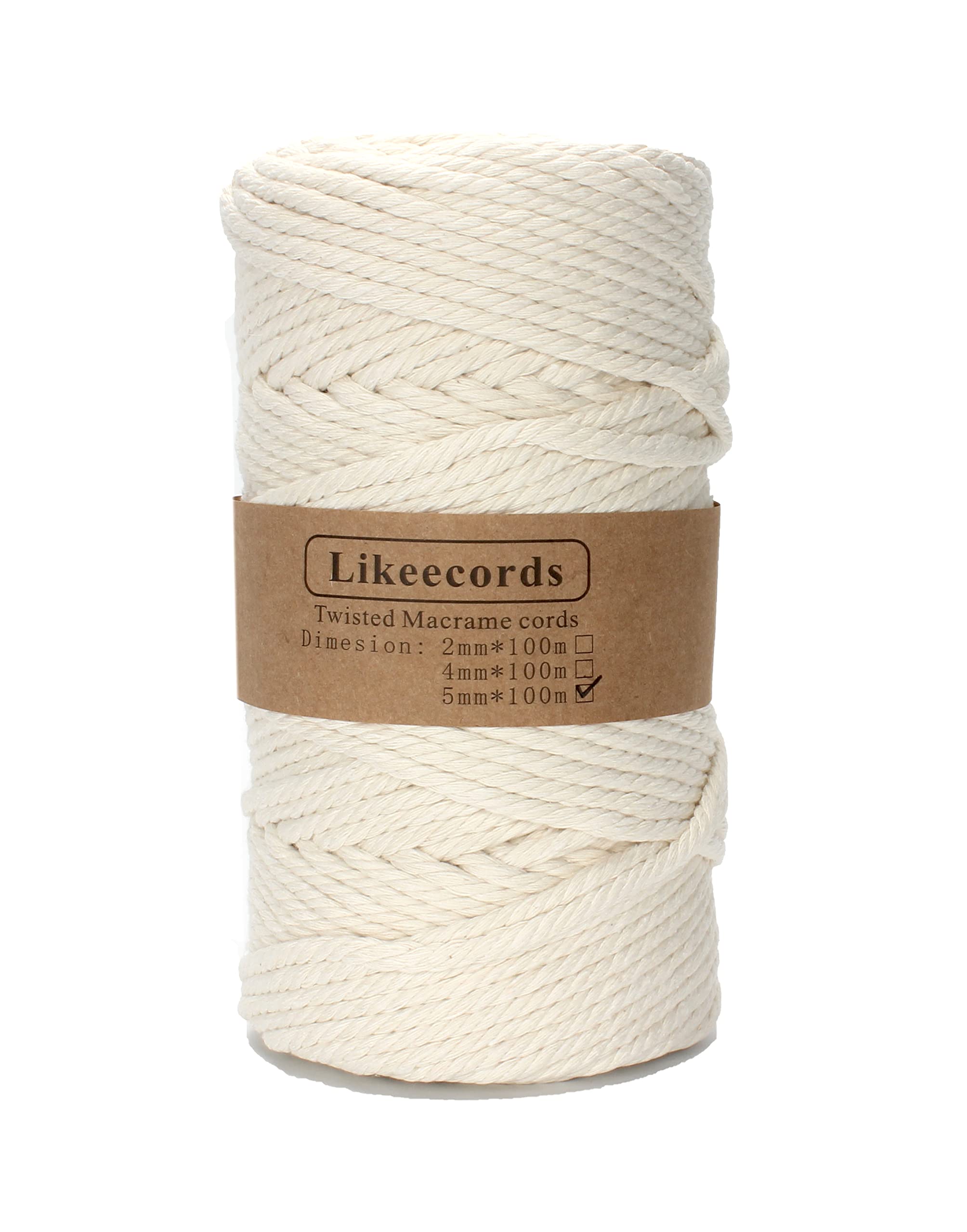 5mm x 109yd Natural White Cotton Macrame Cord - Premium DIY Knitting Twine String for Plant Hangers, Wall Hangings, Christmas Decor & Wedding Crafts | Perfect for Boho Home Decor, Gift Wrapping & Handmade Jewelry Making