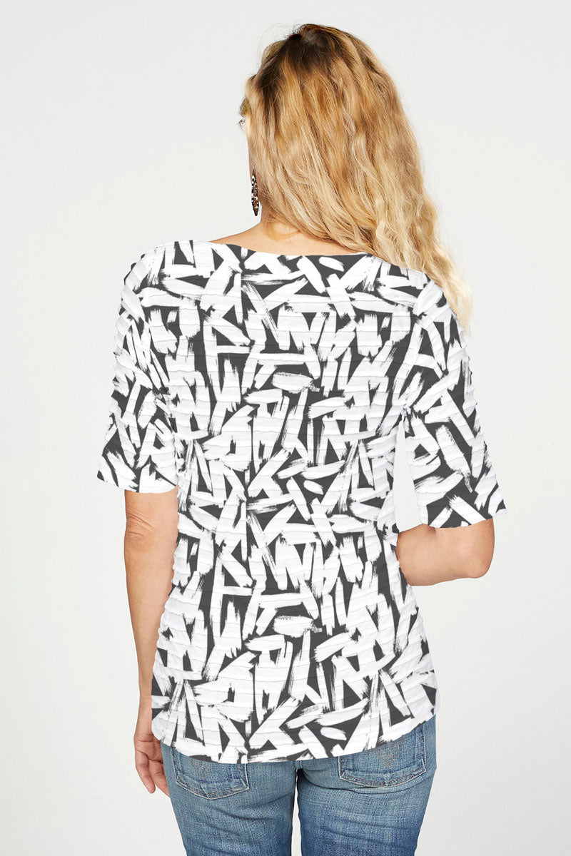 Whimsy Rose Pick Up Sticks Banded Elbow Sleeve Top for Women - Floral Print Blouse for Spring & Summer - Perfect for Casual Outings & Date Nights