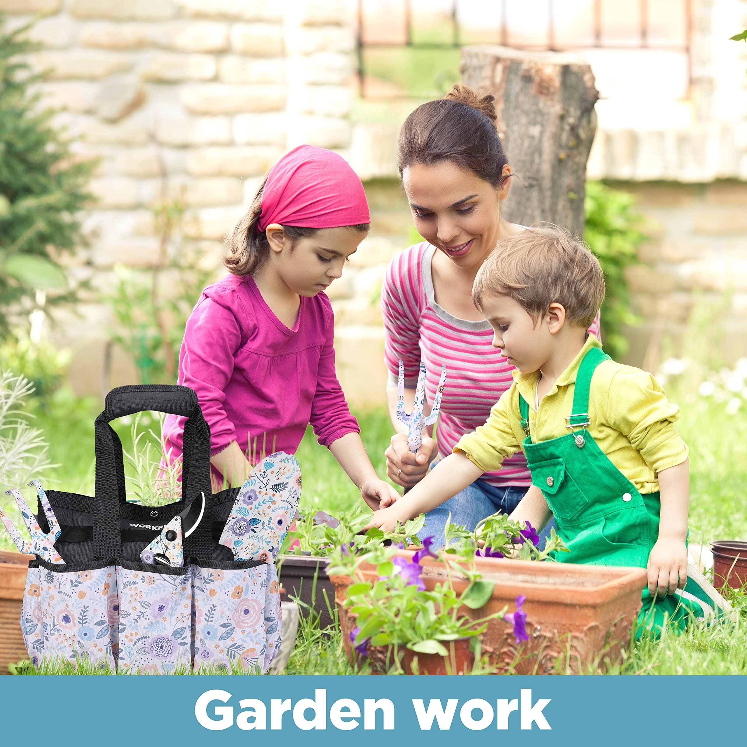 WORKPRO 5-Piece Heavy Duty Aluminum Garden Tool Set with Storage Bag - Durable Outdoor Gardening Hand Tools for Weeding, Planting & Landscaping - Perfect Garden Gifts for Men & Women