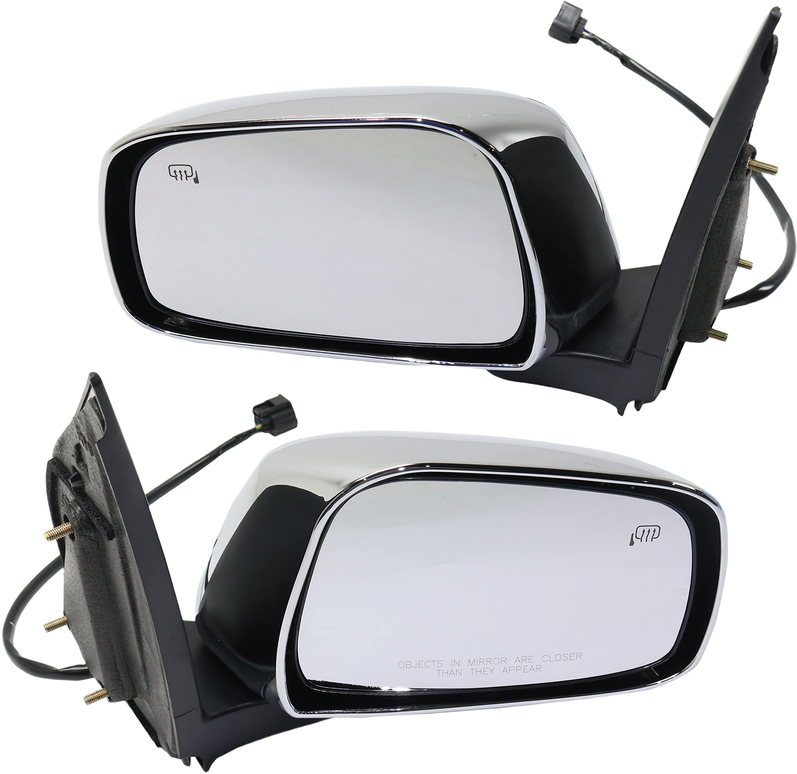 Kool Vue Power Heated Side Mirrors for Nissan Frontier 2011-2019 - Driver & Passenger Side Chrome Replacement - Defogging & Winter Driving Safety Upgrade