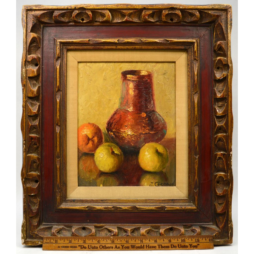 Original Still Life Oil Painting on 8x10 Canvas - Signed J Cordain (Jean) - Framed Wall Art for Living Room, Bedroom & Office Decor