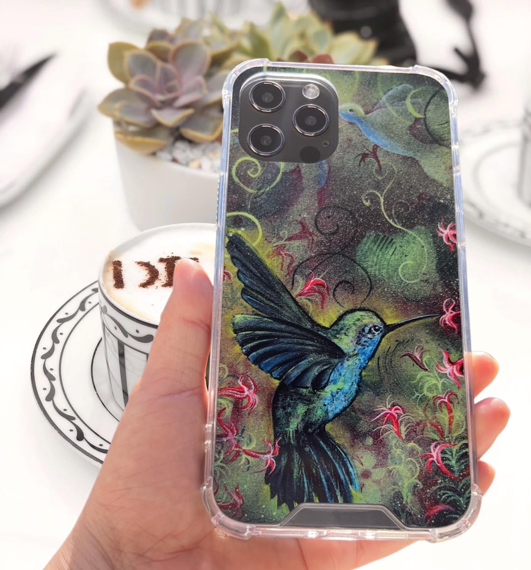 Shockproof Clear Phone Case for iPhone 13 Pro with Vibrant Hummingbird Design - 4 Corner Reinforced Protection | Perfect for Everyday Use, Outdoor Activities & Travel
