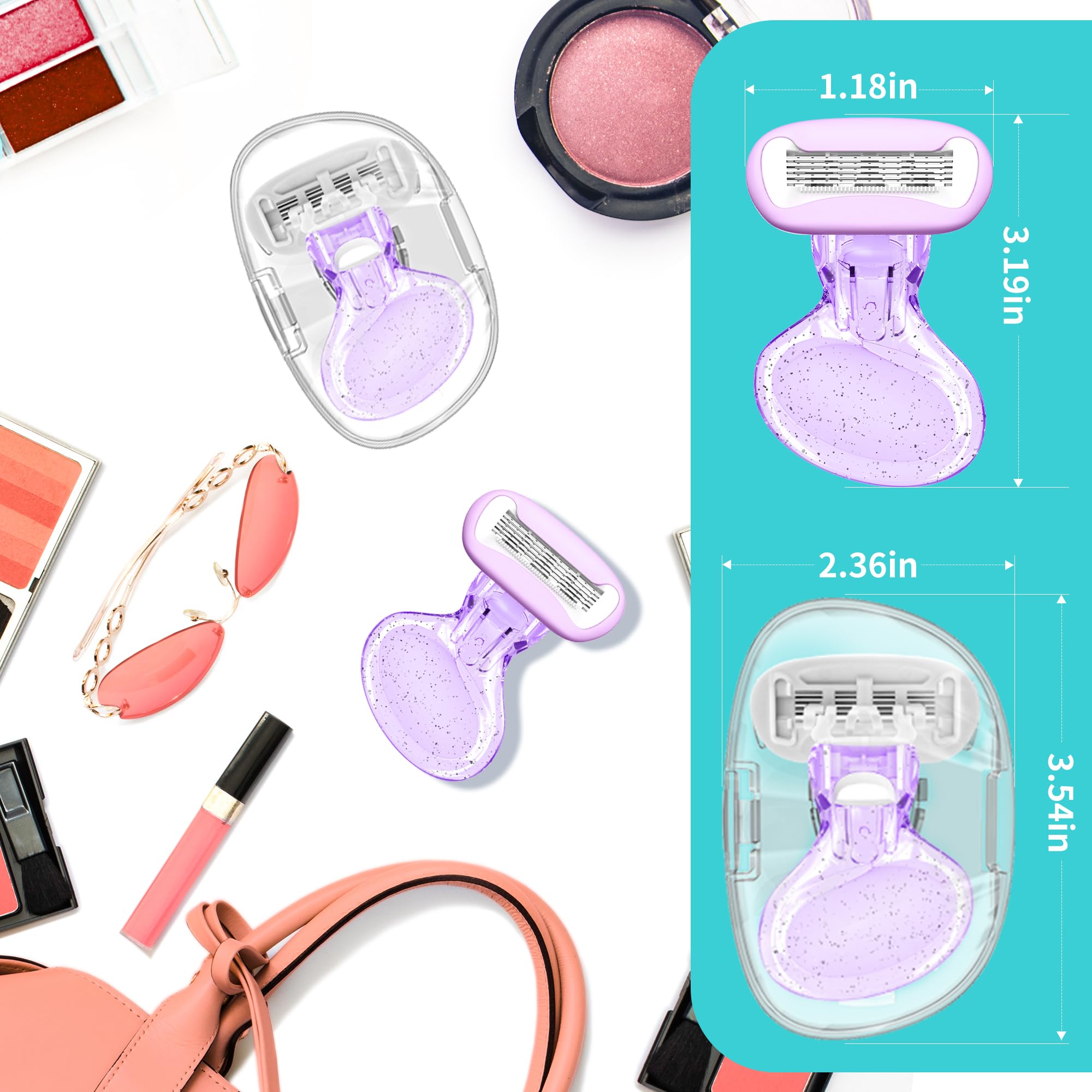 Starry Sky Mini Sensitive Skin Disposable Razors for Women - Travel Size Shaving Kit with Portable Case | Smooth Legs & Underarms | Perfect for Vacation, Gym Bag & On-The-Go Grooming