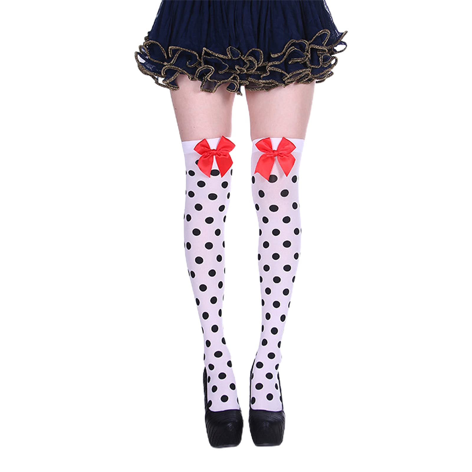 Halloween Stockings for Women - 1 Pair Candy Color Bowknot Cosplay Stockings with Sweat Absorbing Feature | Perfect for Halloween Costumes, Cosplay Parties, and Themed Events