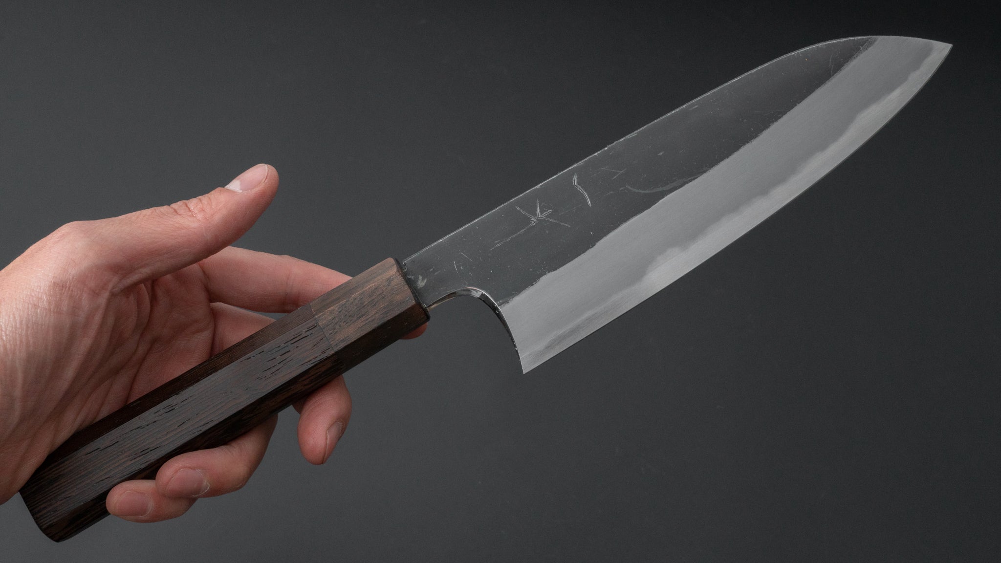 Hitohira Togashi White #2 Kurouchi Santoku Knife with Tagayasan Wood Handle - Premium Japanese Kitchen Knife for Slicing, Dicing & Chopping Vegetables, Meat & Fish
