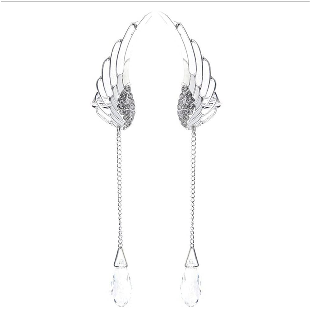 Lbaby Angel Wings Earrings for Women - Cubic Zirconia Crystal Drop Dangle Ear Stud Climber Long Cuff Earrings - Perfect for Parties, Weddings, Date Nights & Everyday Wear