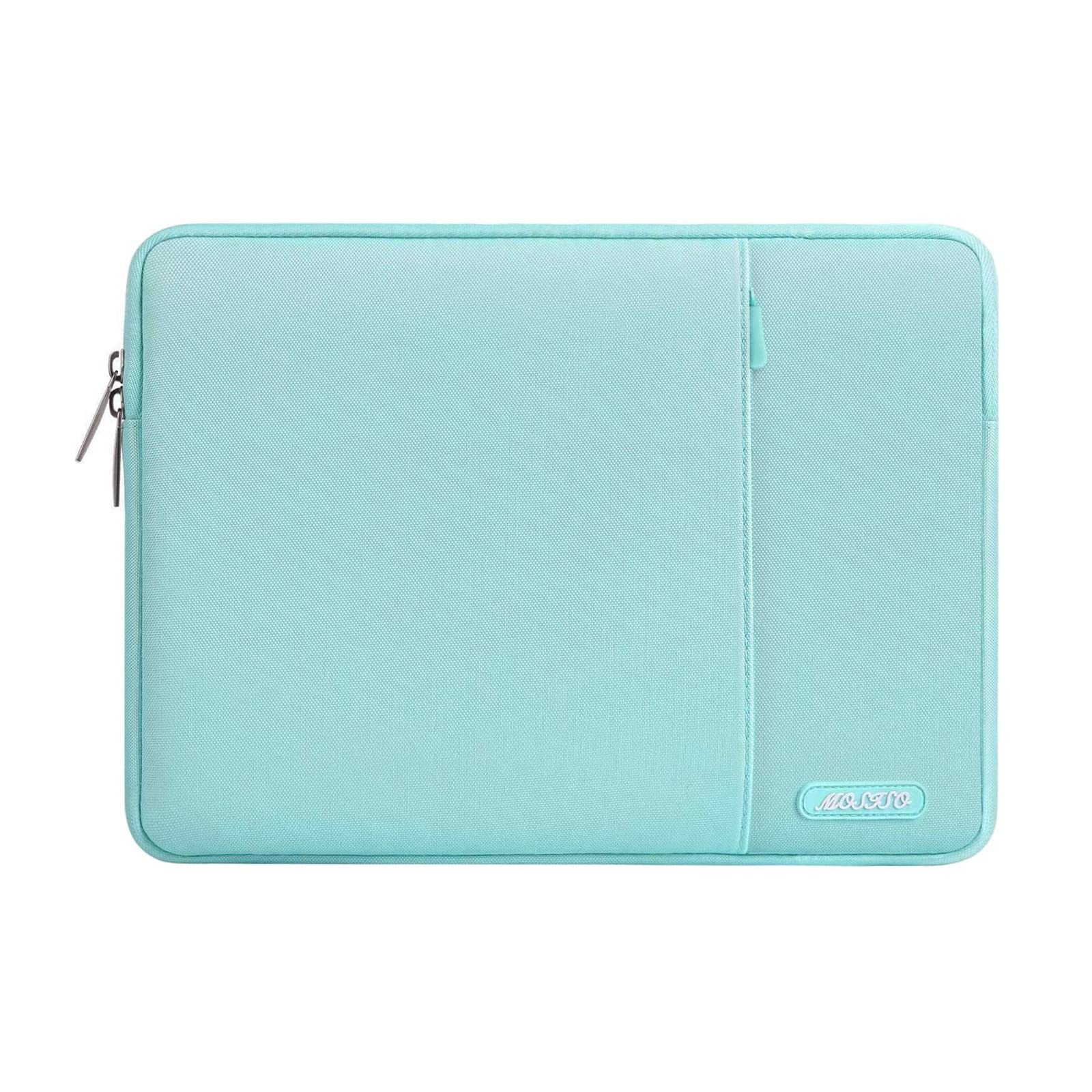 MOSISO 16 Inch Laptop Sleeve Case - Compatible with MacBook Pro 16 (M1/M2/M3/M4), HP, Acer, Dell, Lenovo, ASUS 15-15.6 Inch Notebooks - Polyester Vertical Protective Bag with Pocket (Mint Blue) - Perfect for Work, School & Travel