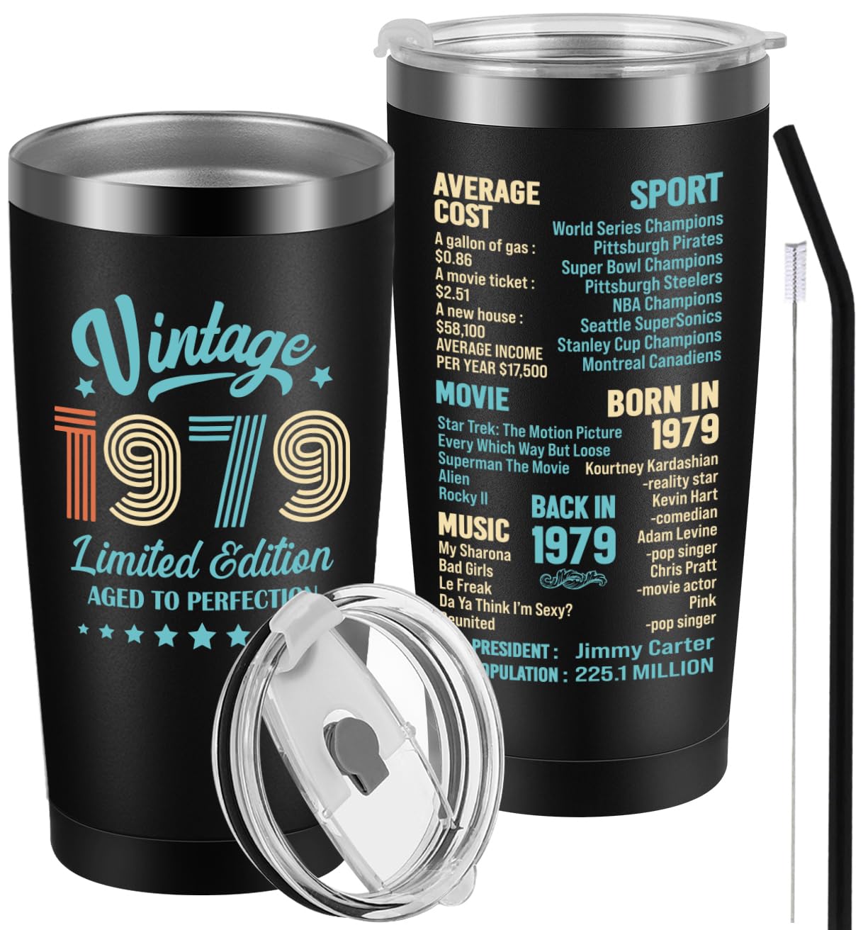 46th Birthday Gifts for Men & Women - 46 Years Old Present Ideas for Him or Her - Vintage 1979 Tumbler Cup - Perfect for Coffee, Tea & Office Use - Great 46th Birthday Celebration Gift
