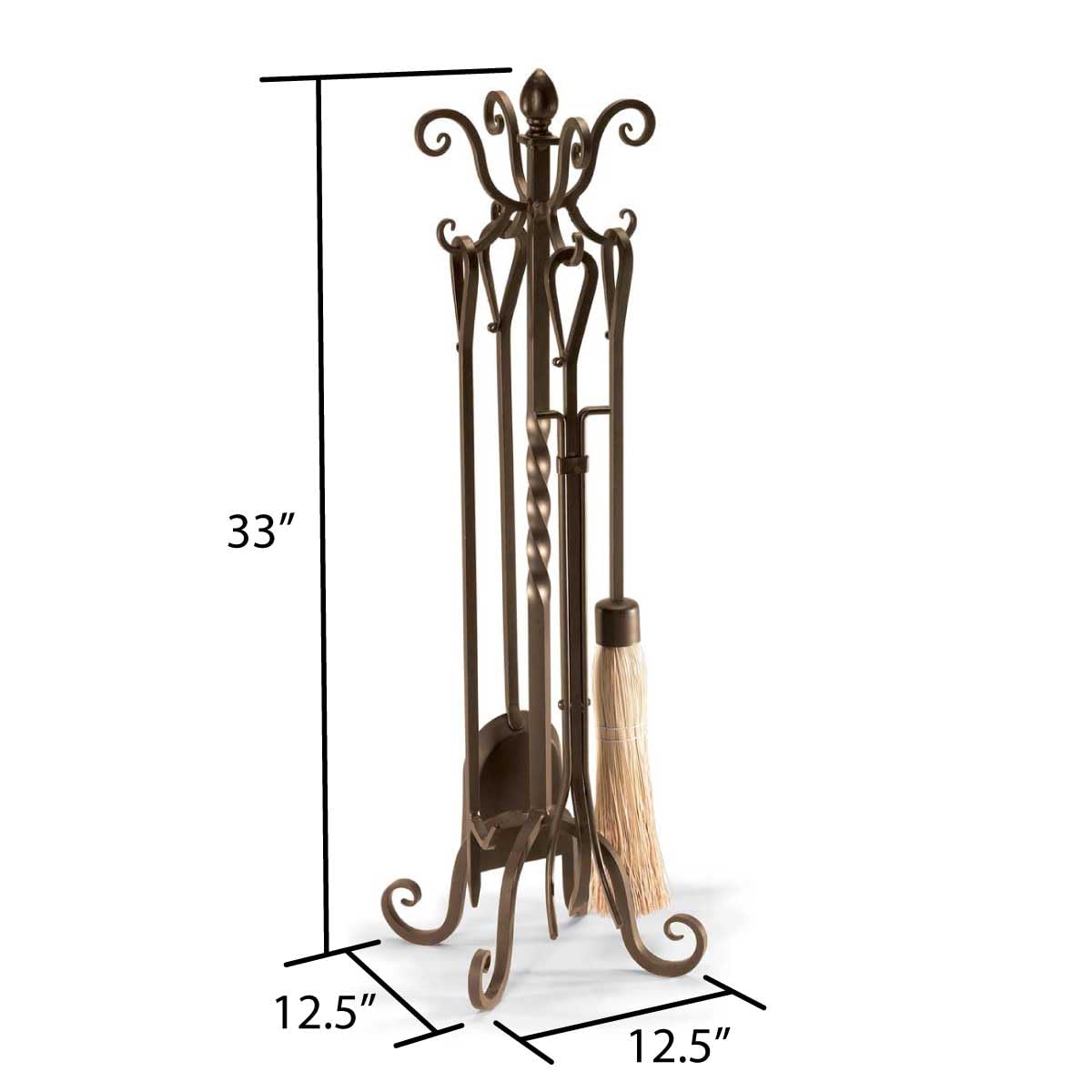 Victorian Fireplace Tool Set - Brushed Bronze Fireplace Accessories for Home Decor | Pilgrim Home and Hearth 19008 | Perfect for Fireplace Maintenance & Cozy Living Room Ambience