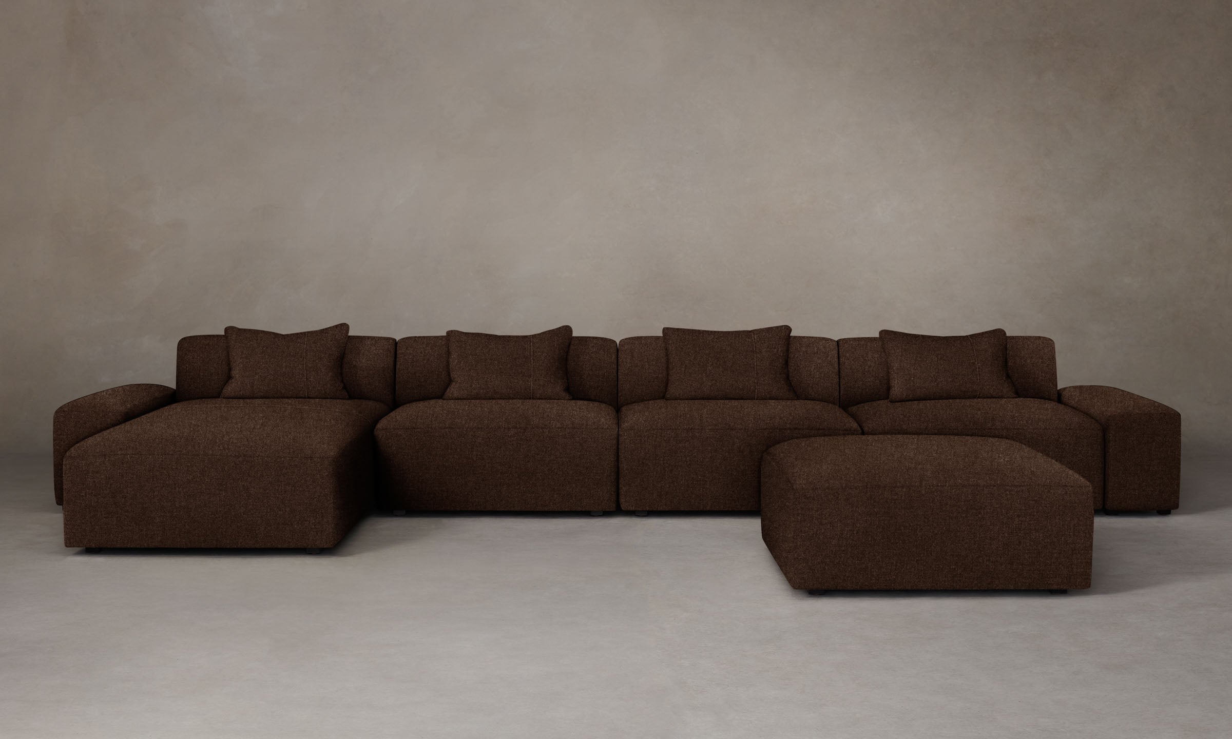 The Breuer Modular Sectional Sofa - Italian Brushed Wool Fabric in Cocoa Brown | Perfect for Living Room, Lounge & Modern Home Decor