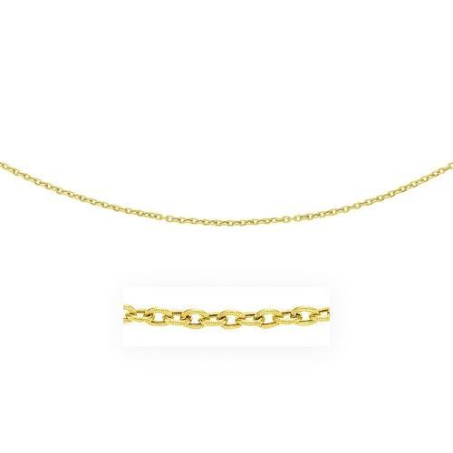 14K Yellow Gold 3.5mm Textured Link Pendant Chain Necklace - 16 Inch Length for Women, Gift for Her, Perfect for Layering or Everyday Wear