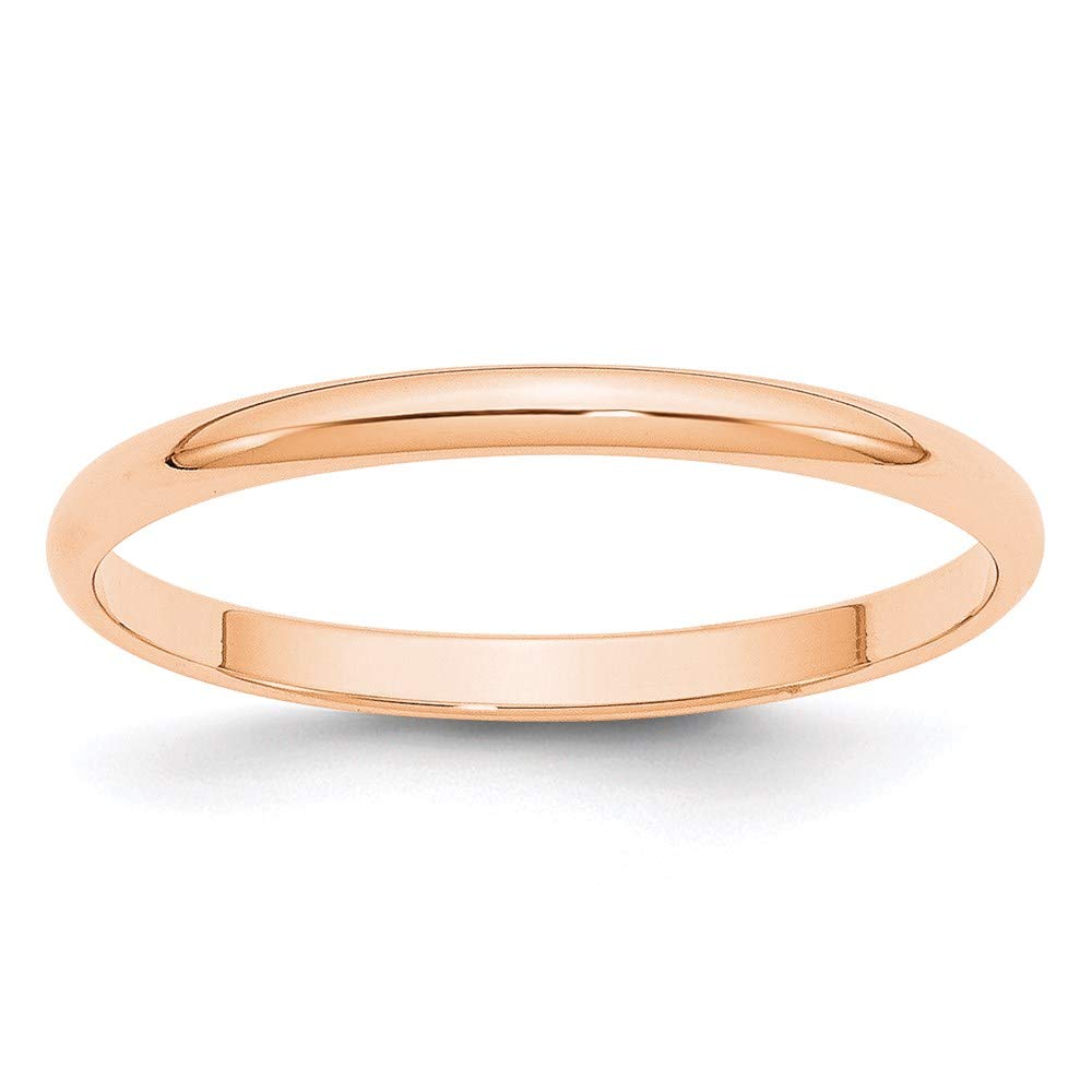 10K Rose Gold 2mm Lightweight Half Round Wedding Band Ring for Women - Dainty Bridal Engagement Ring, Anniversary Gift for Her - Perfect for Proposals, Weddings & Special Occasions