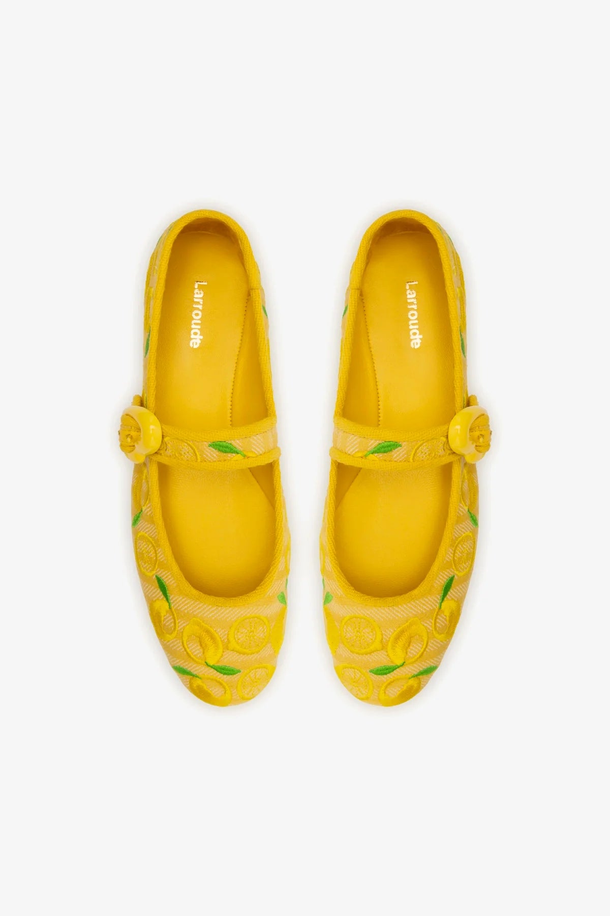 Verona Ballet Flats for Women - Sunrise Striped Fabric & Sicilian Lemon Embroidery | Comfortable Slip-On Shoes for Work, Travel & Casual Outfits