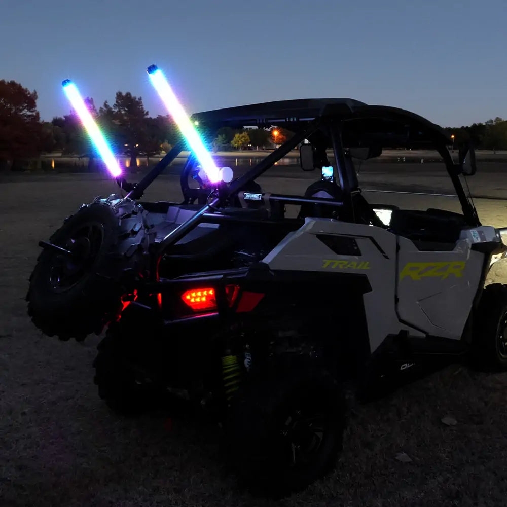 LOYO Spiral RGB Chasing Fat Whip Lights with Flags - Bluetooth APP & Remote Control for Cars, Trucks, Motorcycles | Perfect for Night Rides, Car Shows & Outdoor Parties