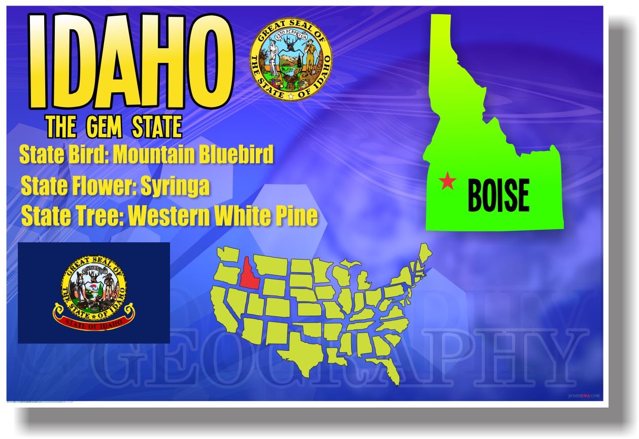 Idaho Geography Travel Poster - Vintage Style US Map Wall Art for Home & Office Decor | Perfect for Travel Enthusiasts & Geography Lovers