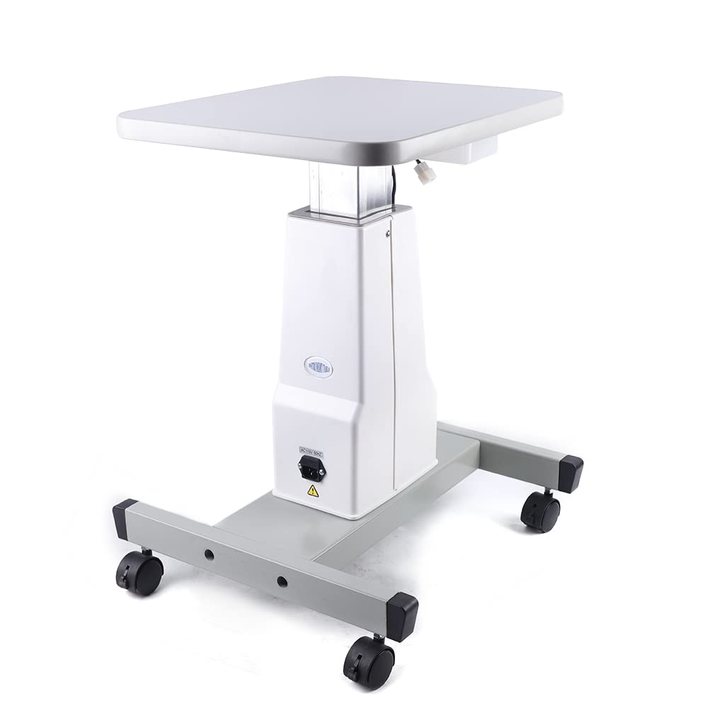 Motorized Optometry Instrument Table - Adjustable Height Professional Optical Eyeglass Equipment with Wheels (15.75