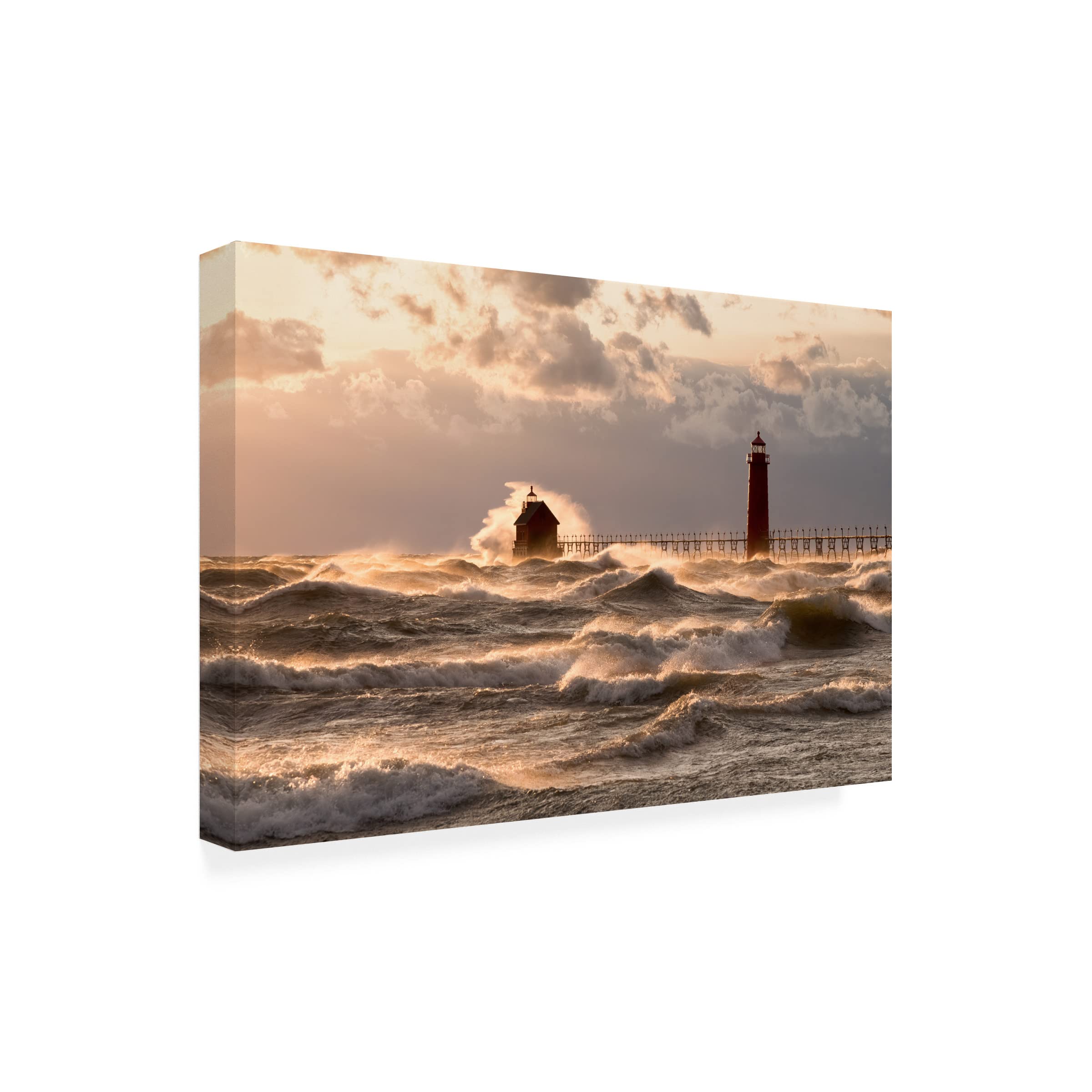 Trademark Fine Art 'Raging Lake' Canvas Wall Art Print by Alex Li - Stunning Nature Landscape Painting for Living Room, Bedroom & Office Decor