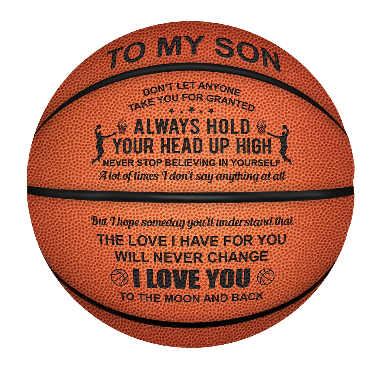 Custom Engraved Basketball Gift for Son - Personalized 'I Love You to The Moon and Back' - Perfect for Graduation, Christmas & Birthday - Indoor/Outdoor Sports Present for Kids, Teens & Adults