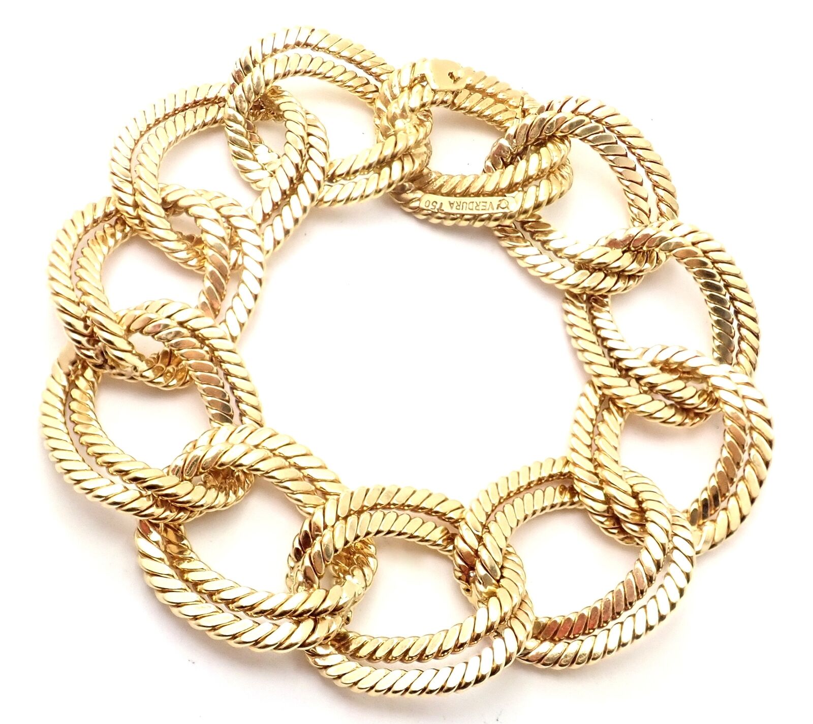Authentic Verdura 18k Yellow Gold Rope Link Bracelet - Luxury Vintage Jewelry for Women - Perfect for Weddings, Parties & Special Occasions