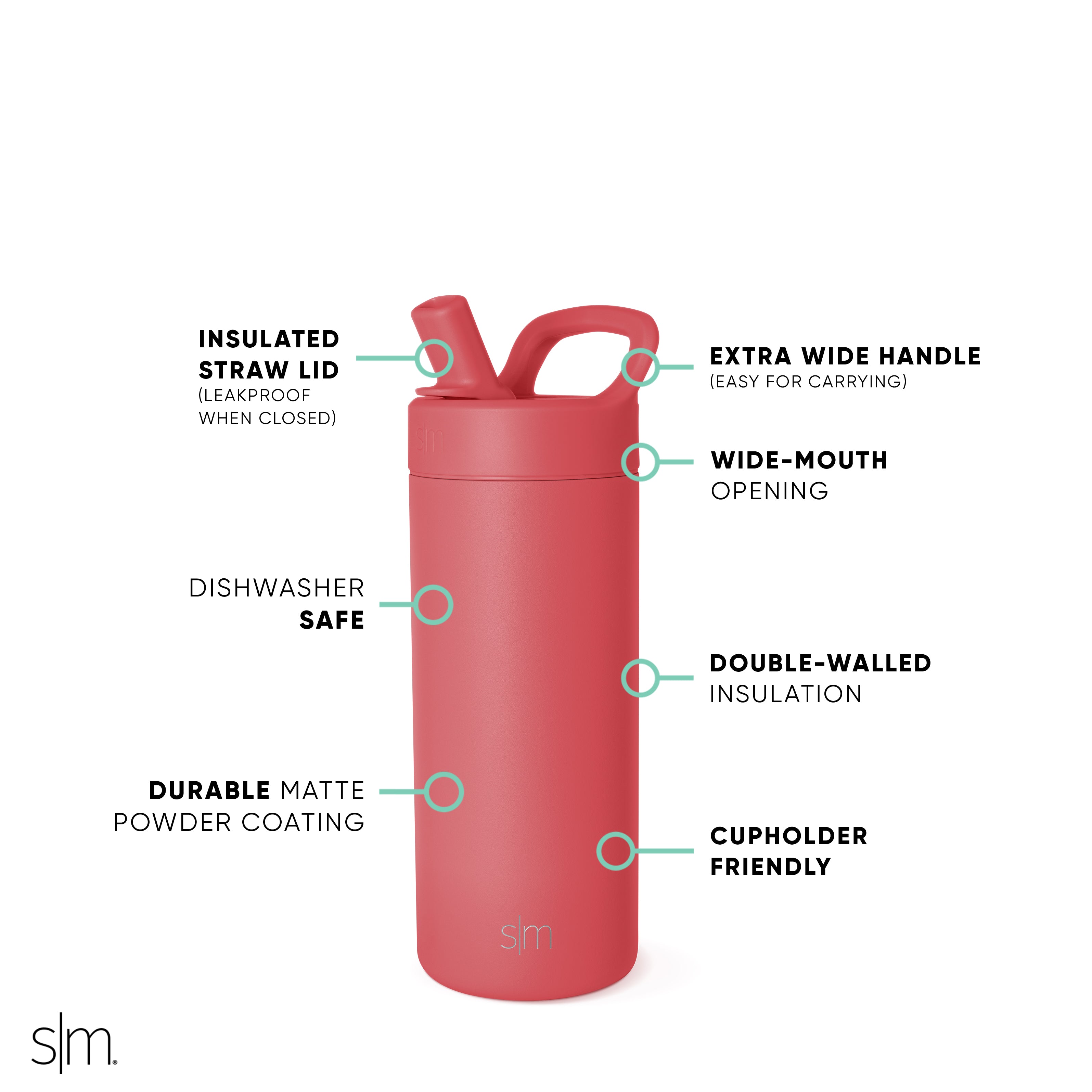 Manual Straw Lid Stainless Steel Water Bottle - Leak Proof & Eco Friendly for Gym, Hiking, Travel & Outdoor Activities