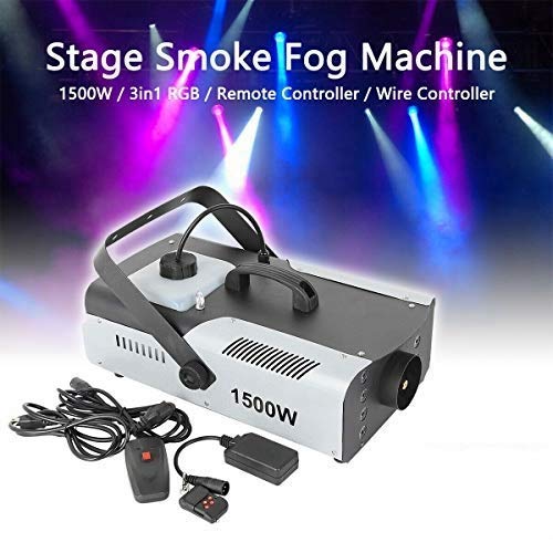 1500W Halloween Smoke Fog Machine with RGB LED Lights & Remote Control - 3-in-1 DJ Stage Fogger for Halloween Parties, Concerts, and Theater Performances
