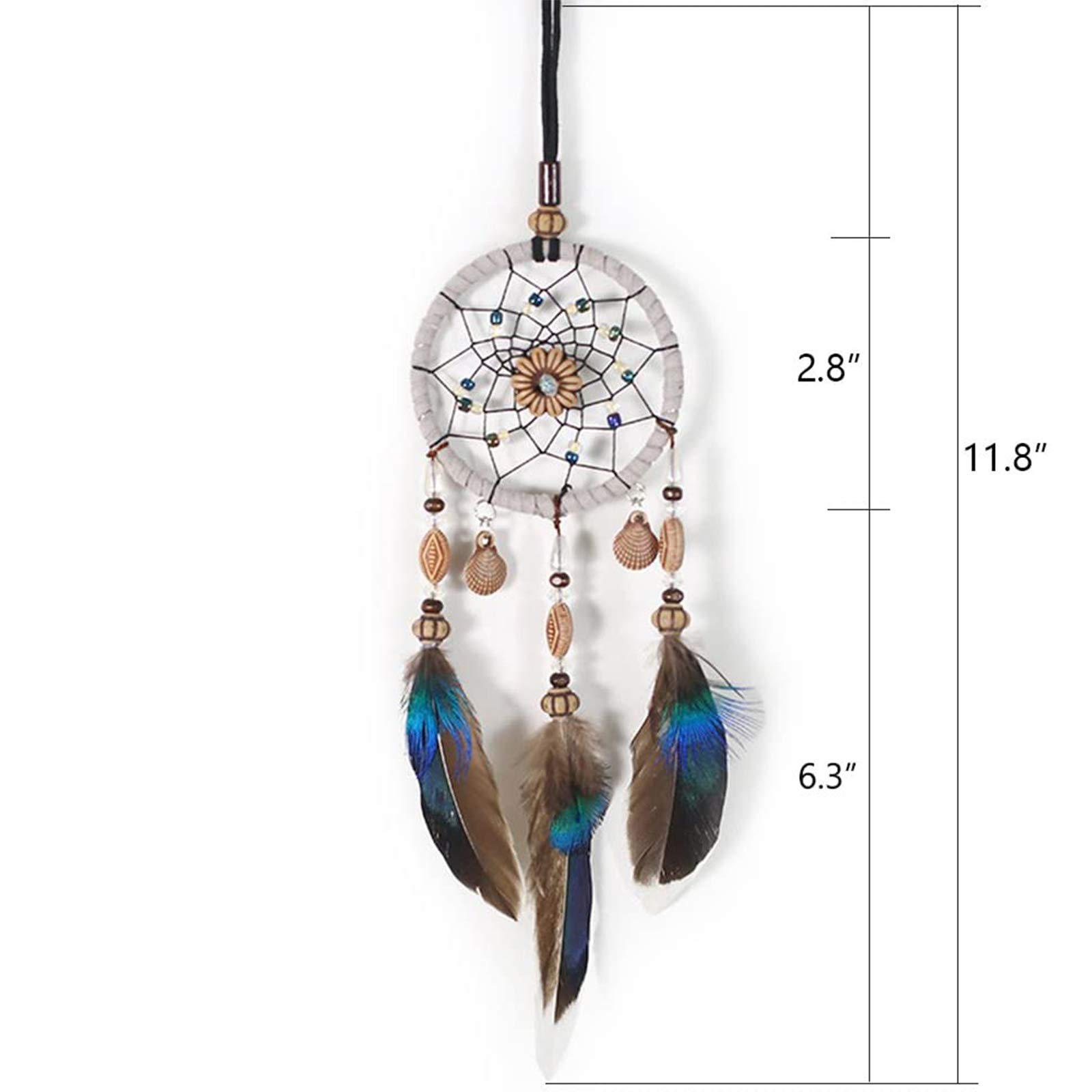 Feather Dream Catcher Car Hanging Decor - Handmade Native American Style Rearview Mirror Pendant Charm for Car Interior, Home & Office Decor | Perfect for Gifts, Meditation Spaces & Boho Style Vehicles