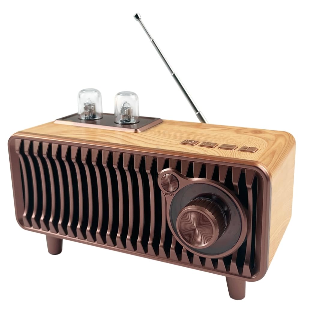 CYBORIS Vintage Bluetooth Speaker - 20W Dual Stereo Speakers, FM Radio with Rotary Dial, Wooden Retro Design, Supports USB/TF Card/Aux Input - Perfect for Home, Office, and Outdoor Music Listening