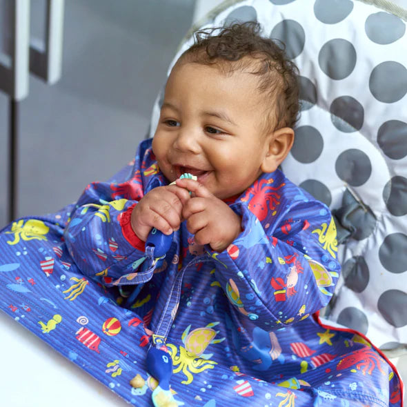 BIBaDO Award-Winning Baby Weaning Coverall Bib - Waterproof & Adjustable for Messy Mealtime - Perfect for Infants & Toddlers Learning to Eat Independently