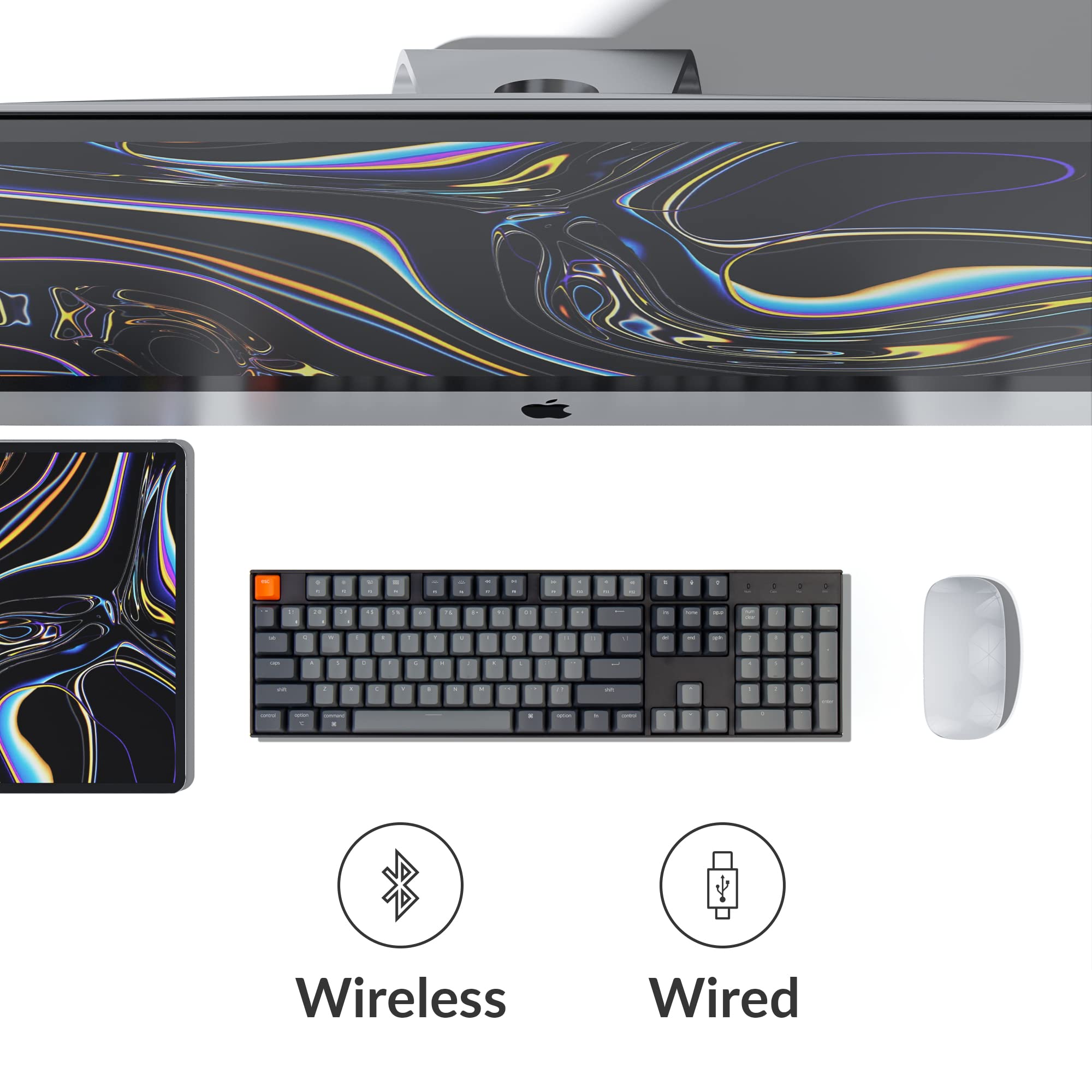 Keychron K10 RGB Mechanical Keyboard - Bluetooth/USB, Gateron Brown Switch for Mac/Windows Gaming & Work