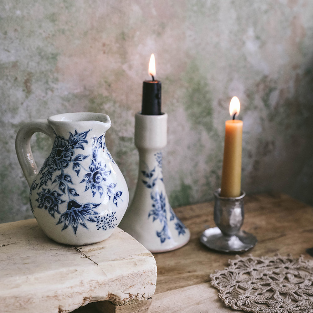 Hand Painted Small Artisan Pitcher - Ceramic Water Pitcher for Home Decor, Kitchen, and Dining Table - Perfect for Serving Beverages, Milk, or as a Decorative Centerpiece