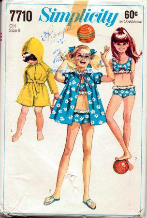 Simplicity 7710 Girls Bikini Cover Up - Vintage 60's Pattern Beach Coat for Swimming, Pool Party & Summer Vacation Outfits