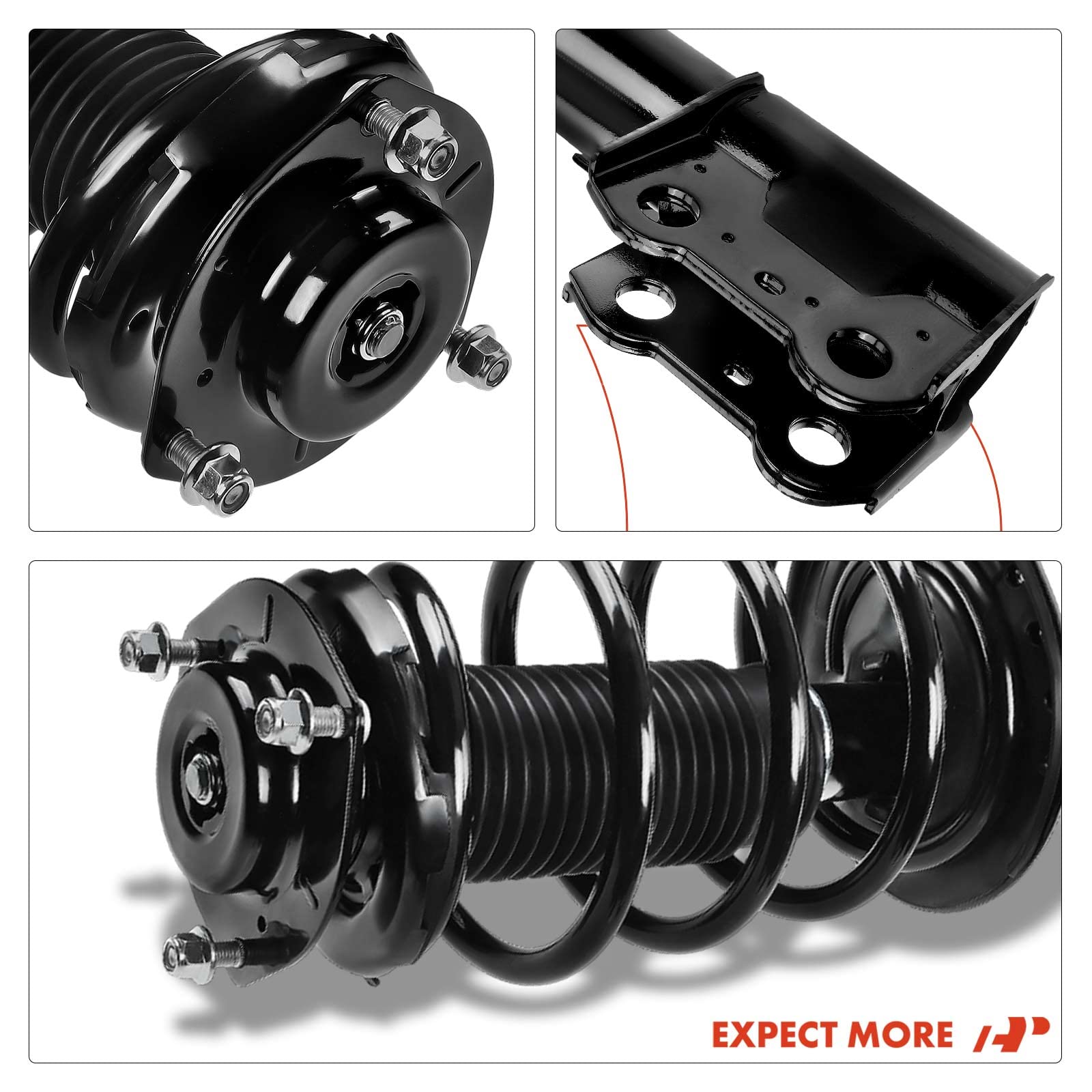 Premium Front Pair (2) Complete Strut & Coil Spring Assembly for 2011-2013 Toyota Highlander 2.7L FWD Auto 6-Speed Transmission - Smooth Ride & Enhanced Handling for City Driving & Highway Commutes