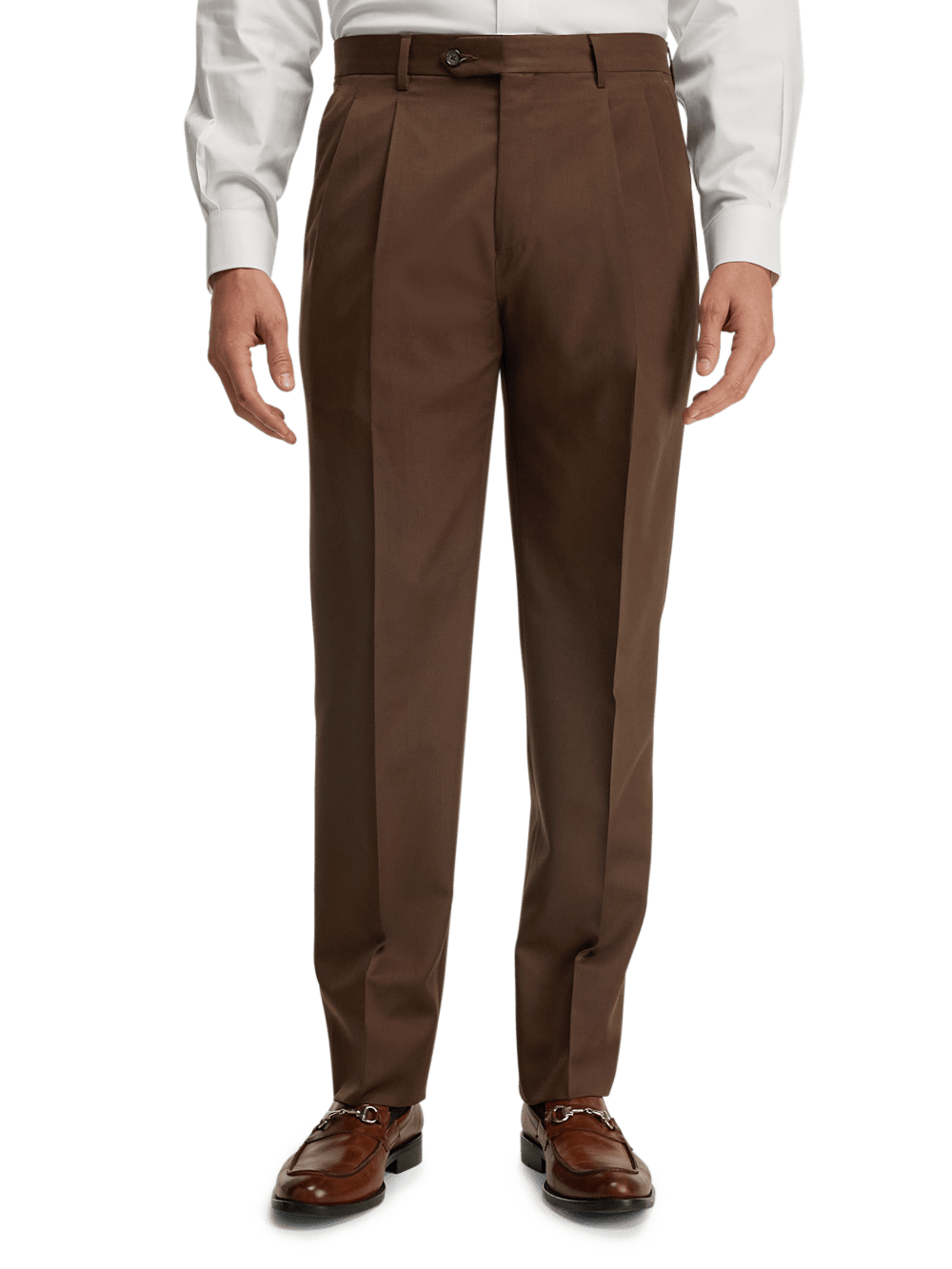 Premium Wool Gabardine Dress Pants for Men - Classic Brown Office Trousers | Comfortable Business Attire for Work, Meetings & Formal Occasions