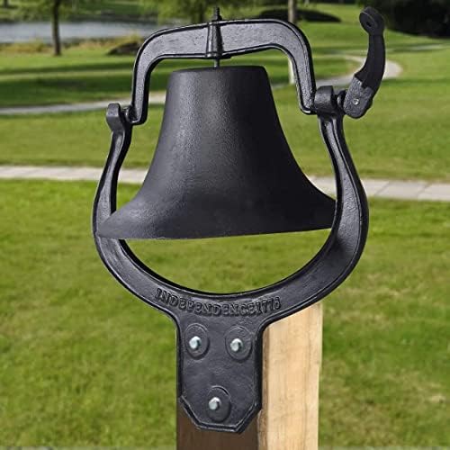 14 Inch Large Cast Iron School Bell - Rustproof & Durable Farm Bell for Church, Garden, Ranch Gates - Perfect for Outdoor Dinner Bell & Rustic Home Decor | Ideal for Farmhouses, Countryside Events & Vintage Themed Weddings